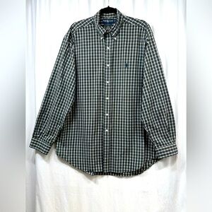 Ralph Lauren Blake Button Down Mens Shirt Size Large Plaid Green Yellow White
